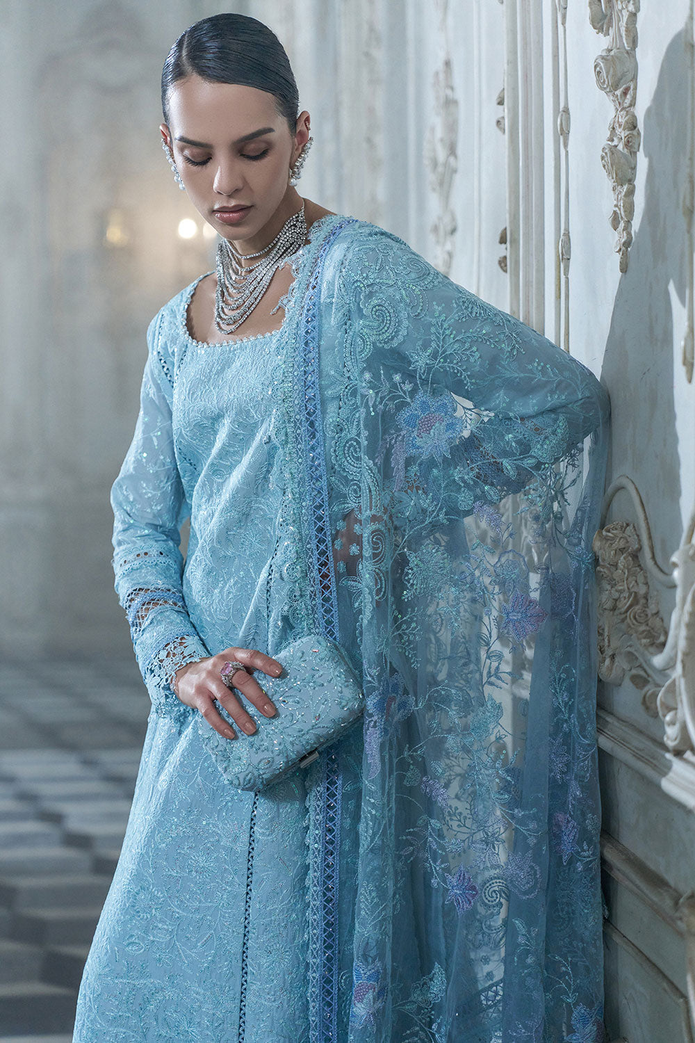 Sobia Nazir 3 Piece Custom Stitched Suit - Blue - LB31235