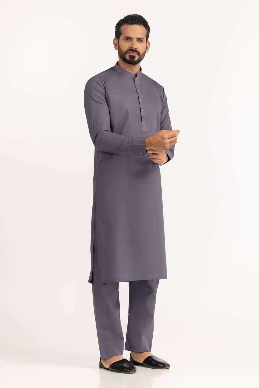 Gul Ahmed Men 2 Piece Custom Stitched Suit - Purple - LB29755