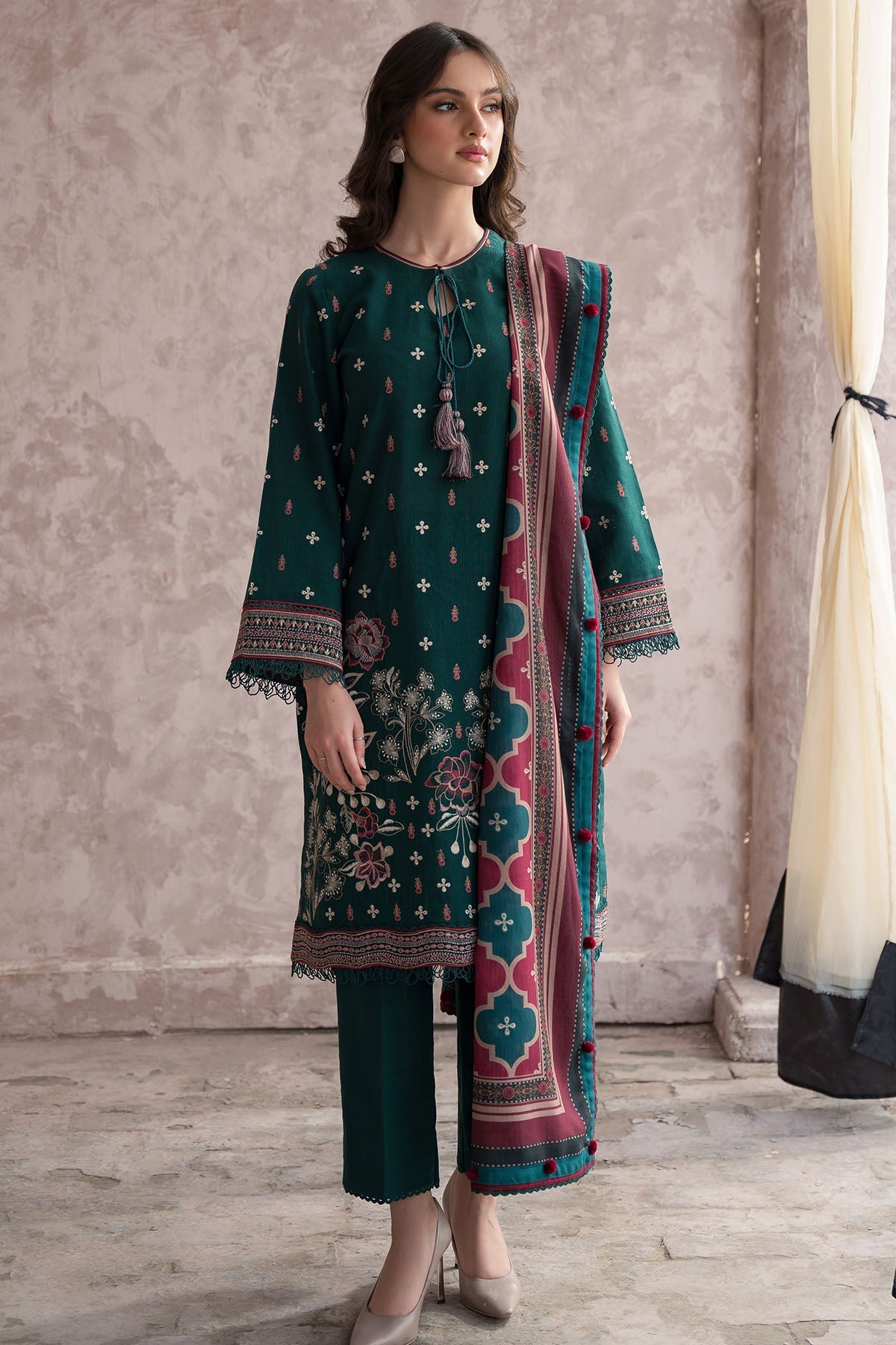 Jazmin 3 Piece Custom Stitched Suit - Green - LB284900