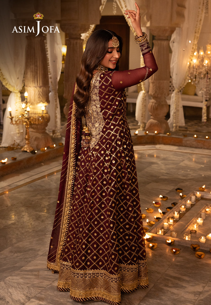 Asim Jofa 3 Piece Custom Stitched Suit - Purple - LB285491