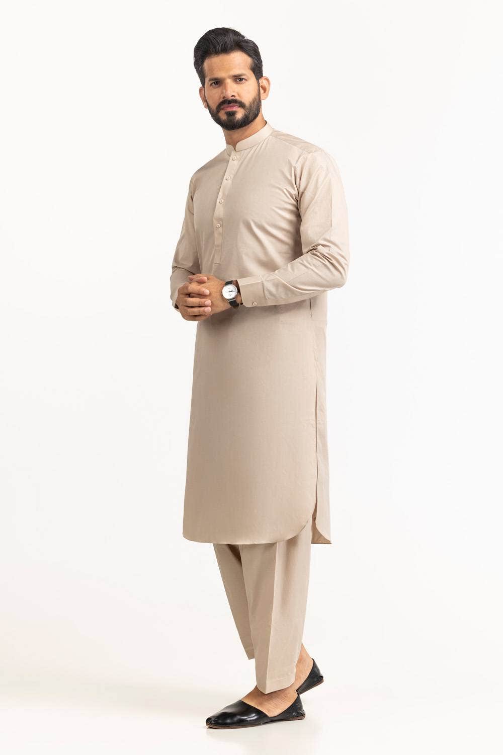 Gul Ahmed Men 2 Piece Custom Stitched Suit - Peach - LB29753