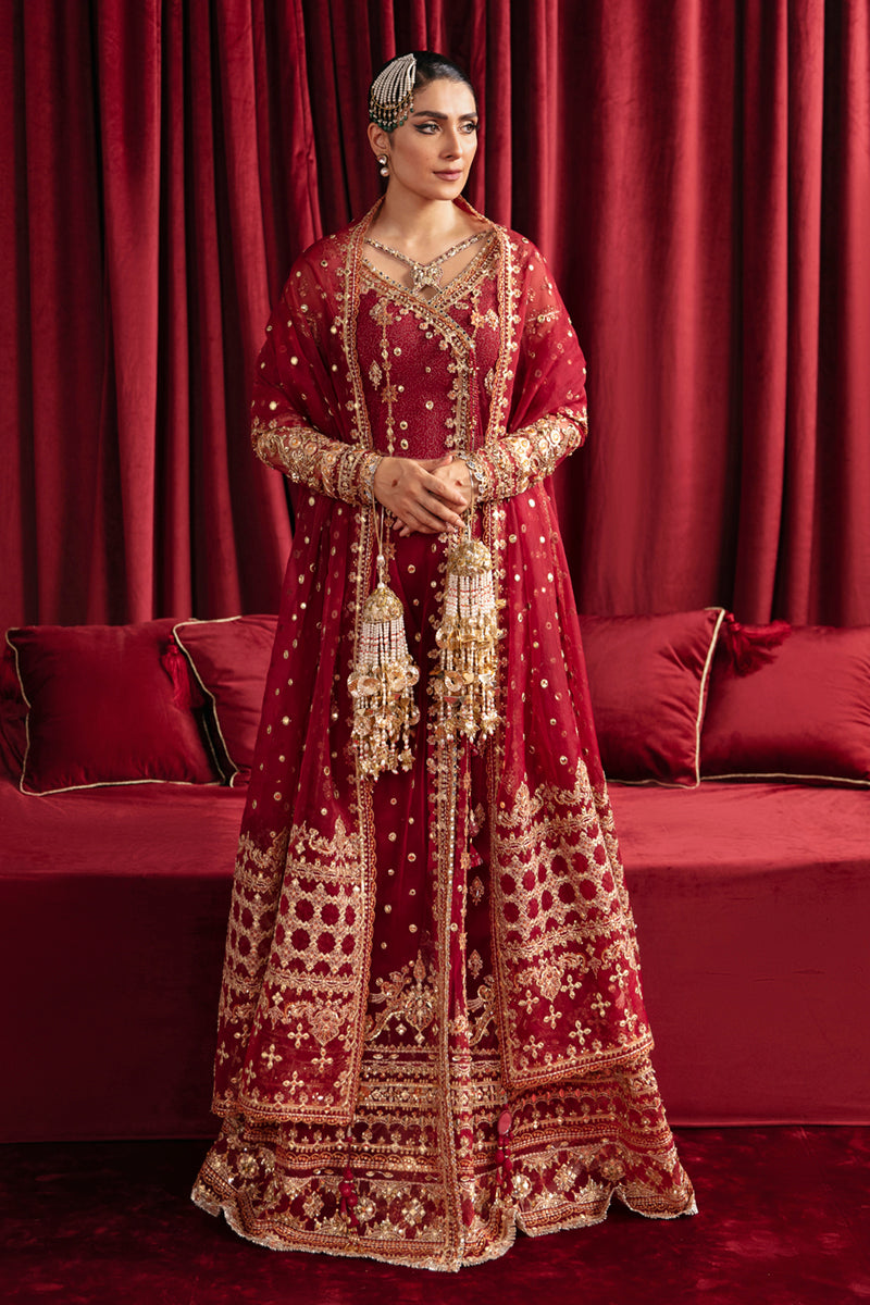 Qalamkar 3 Piece Custom Stitched Suit - Red - LB28026