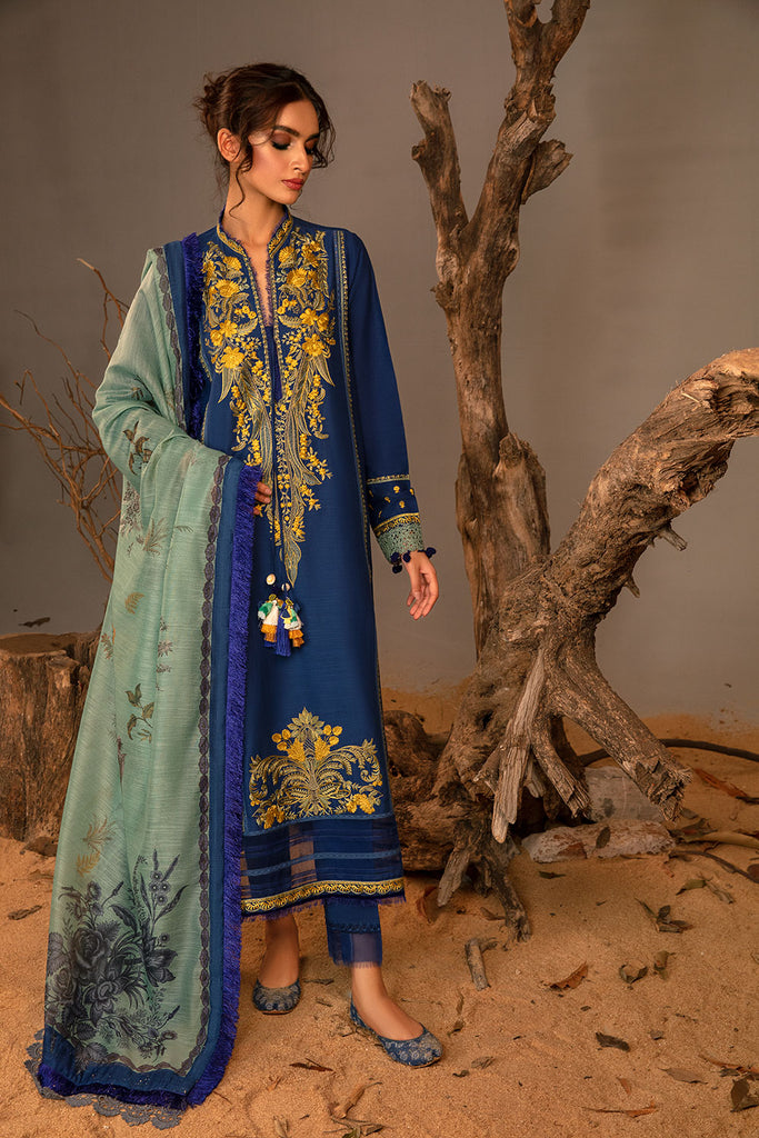 Sobia Nazir 3 Piece Custom Stitched Suit - Blue - LB285074