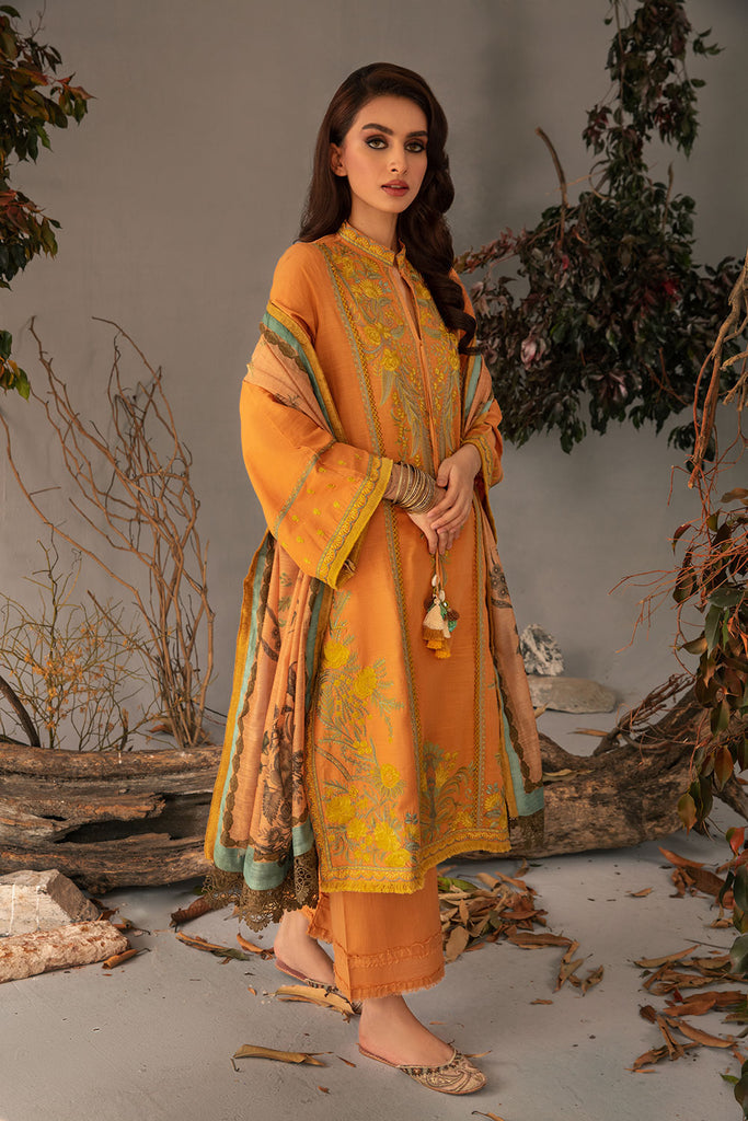 Sobia Nazir 3 Piece Custom Stitched Suit - Orange - LB285068