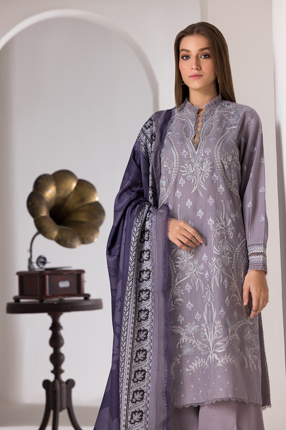 Sobia Nazir 3 Piece Custom Stitched Suit - Purple - LB288917