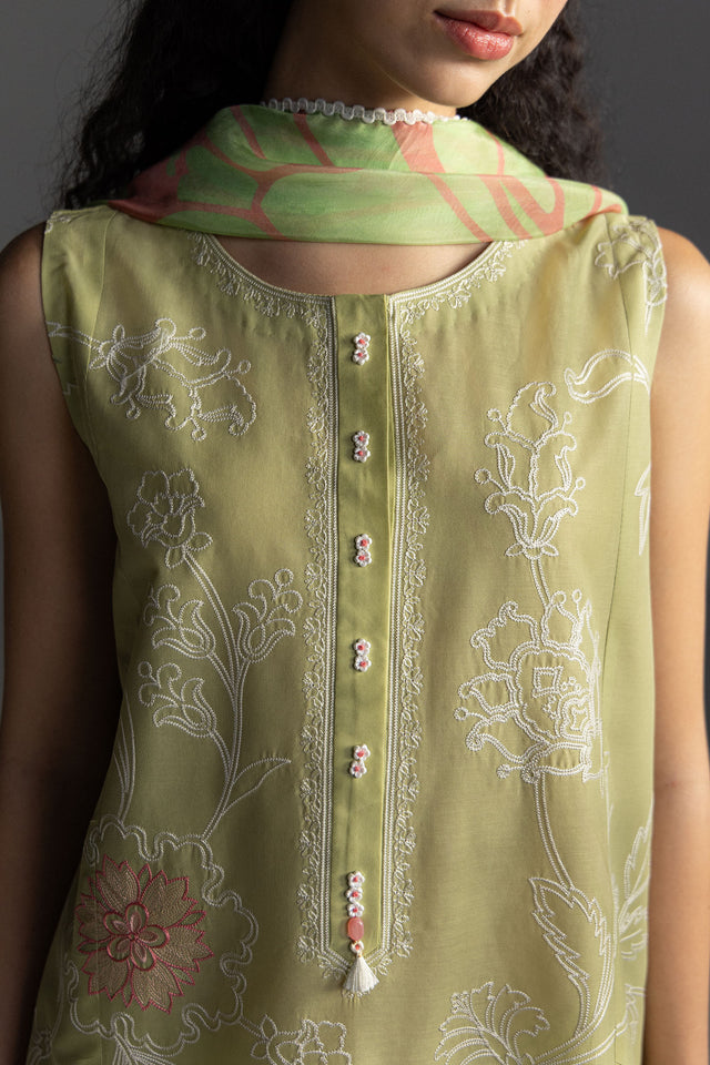 Zara Shahjahan 3 Piece Custom Stitched Suit - Green - LB31166