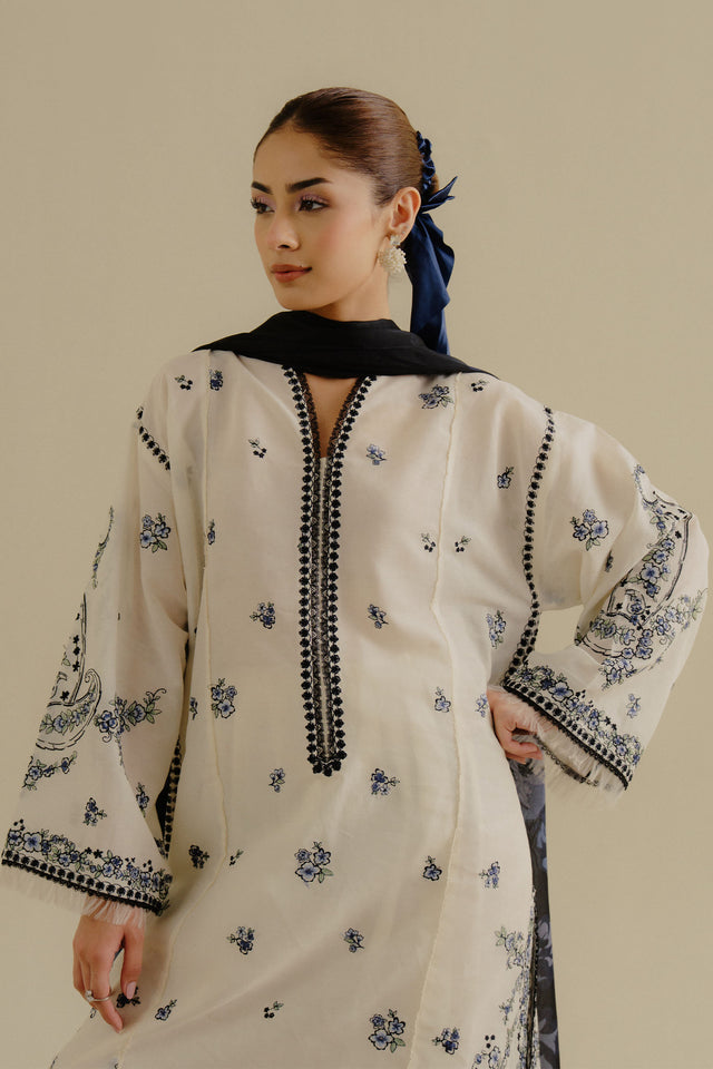 Zara Shahjahan 3 Piece Custom Stitched Suit - Off-White - LB30223