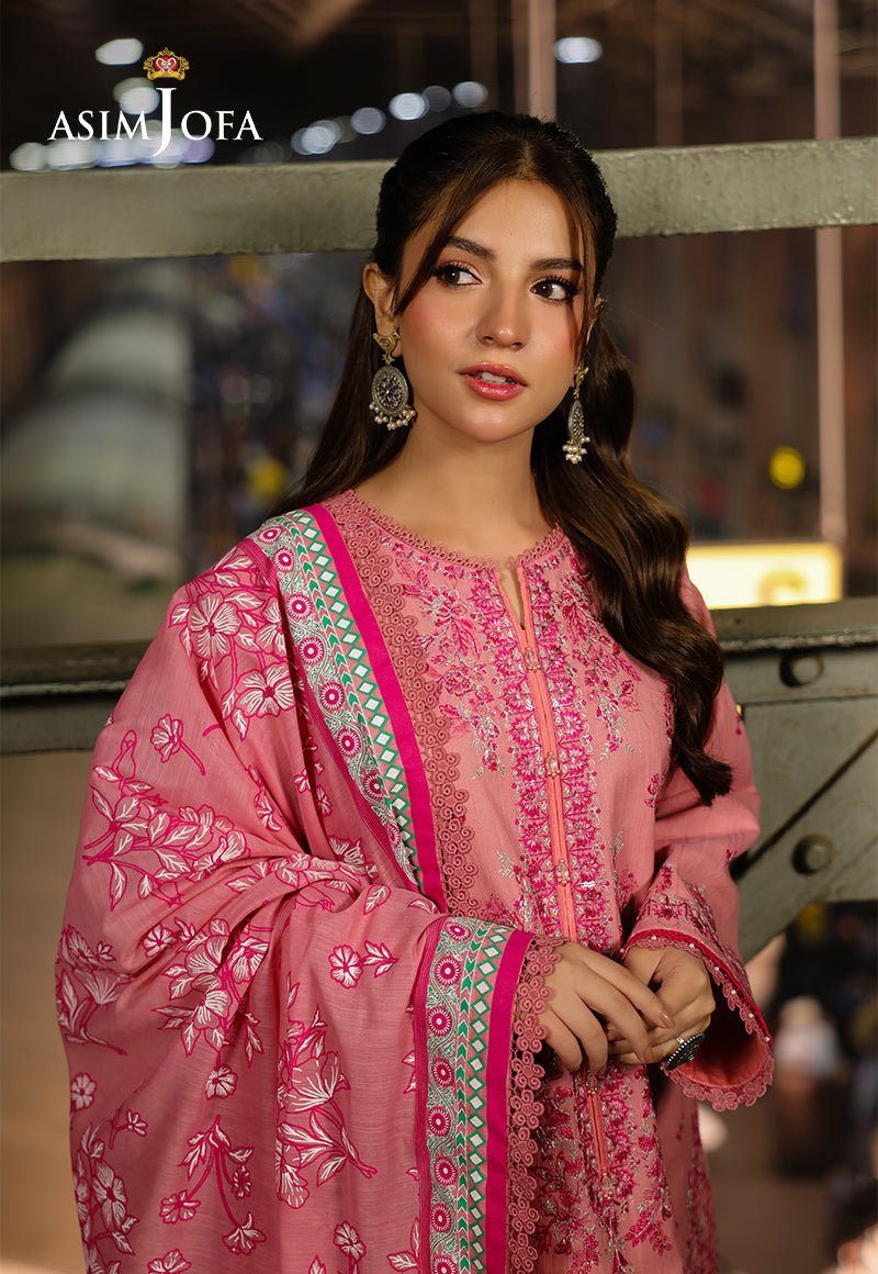 Asim Jofa 3 Piece Custom Stitched Suit - Pink - LB29790