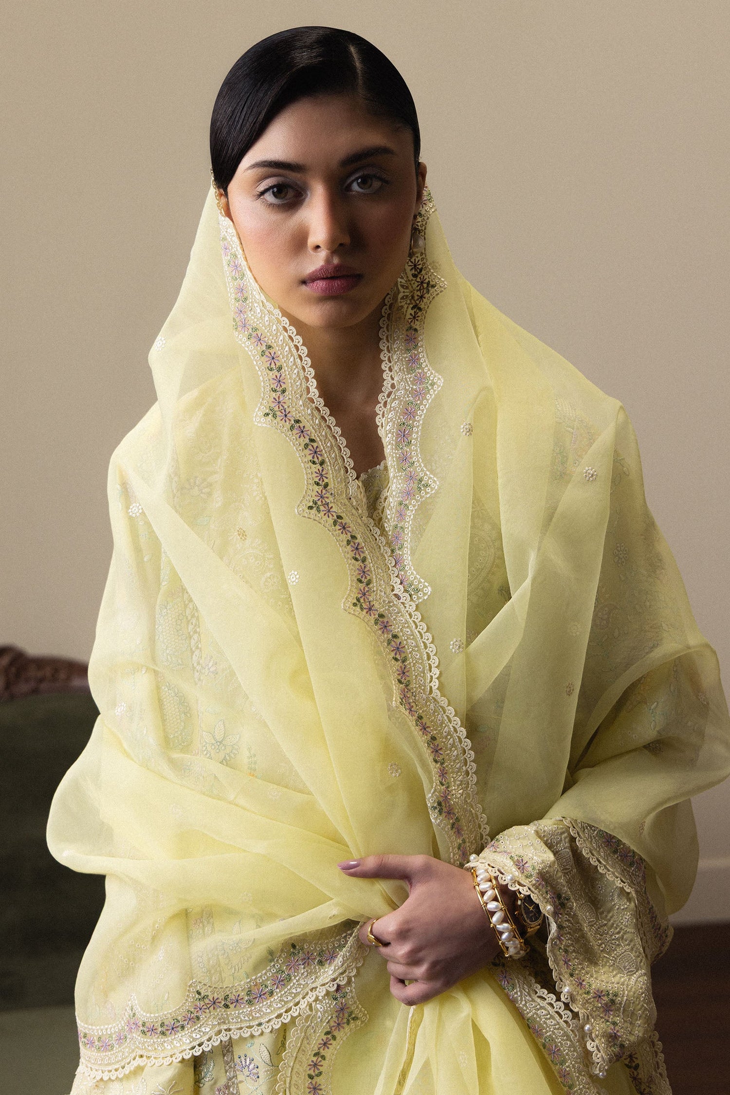 Zara Shahjahan 3 Piece Custom Stitched Suit - Yellow - LB31370