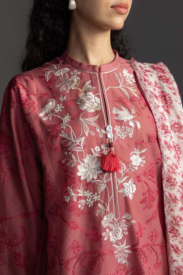 Zara Shahjahan 3 Piece Custom Stitched Suit - Pink - LB31162