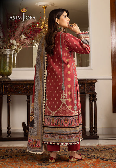 Asim Jofa 3 Piece Custom Stitched Suit - Red - LB285065