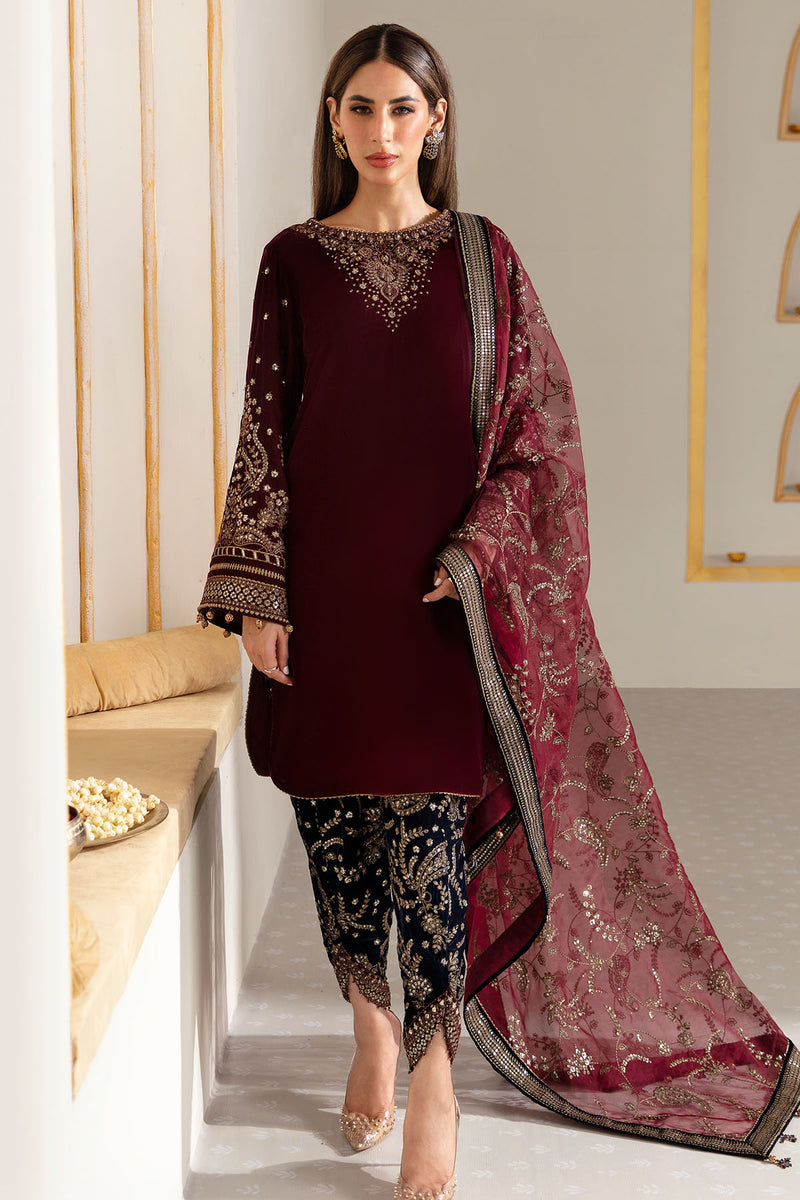 Jazmin 3 Piece Custom Stitched Suit - Maroon - LB287868