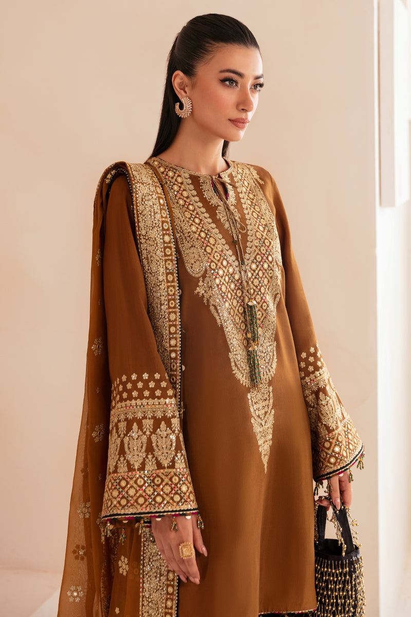 Jazmin 3 Piece Custom Stitched Suit - Brown - LB287811