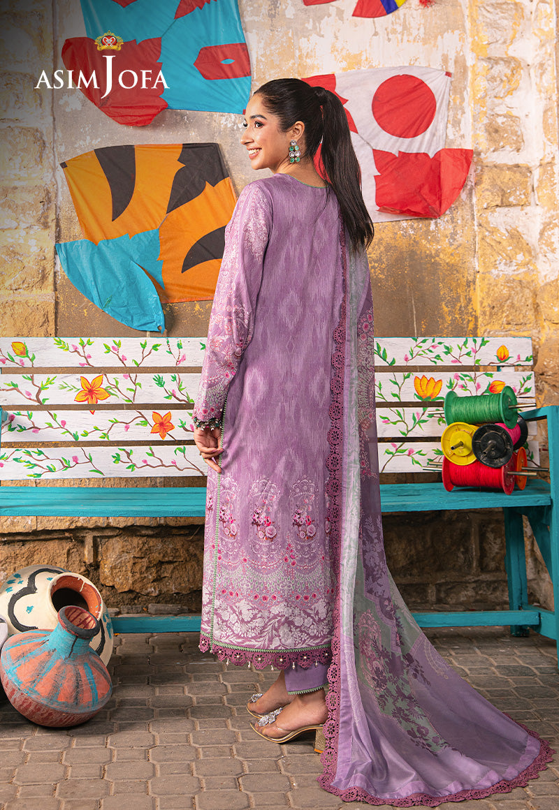 Asim Jofa 3 Piece Custom Stitched Suit - Purple - LB285869