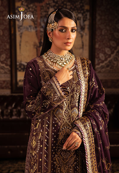 Asim Jofa 3 Piece Custom Stitched Suit - Purple - LB285116