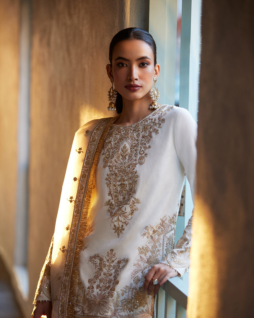 Faiza Saqlain 3 Piece Custom Stitched Suit - Off-White - LB286671