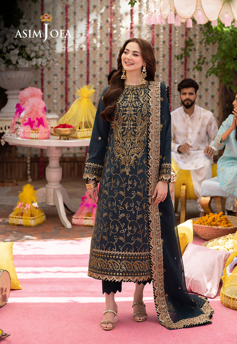 Asim Jofa 3 Piece Custom Stitched Suit - Green - LB287266