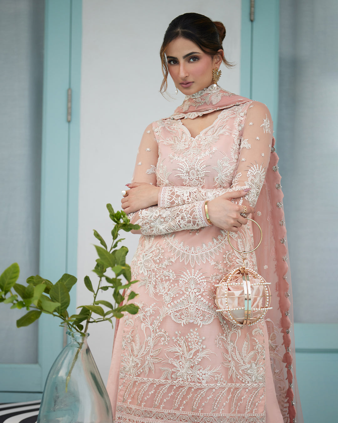 Faiza Saqlain 3 Piece Custom Stitched Suit - Pink - LB286676