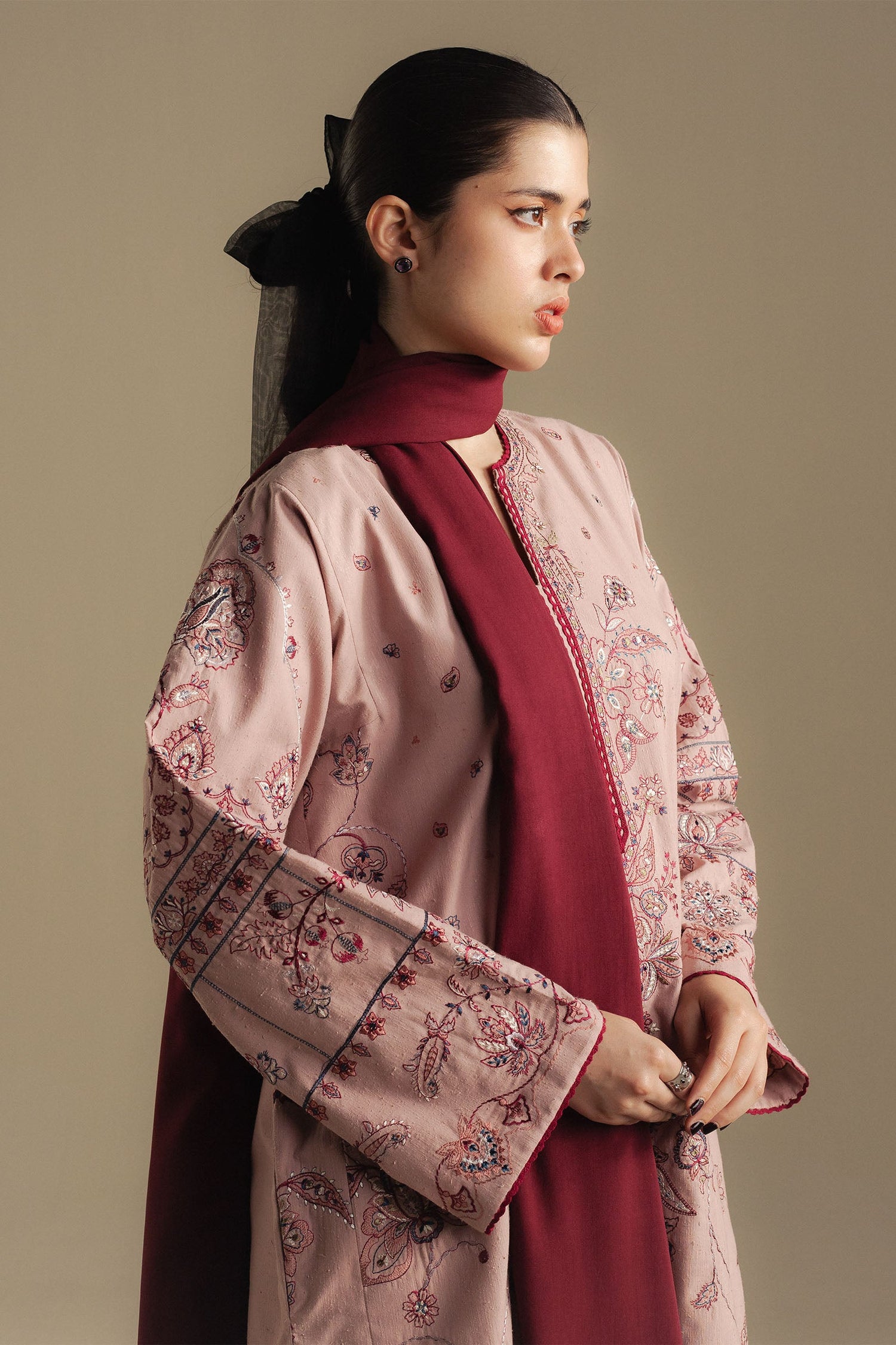 Zara Shahjahan 3 Piece Custom Stitched Suit - Pink - LB30994