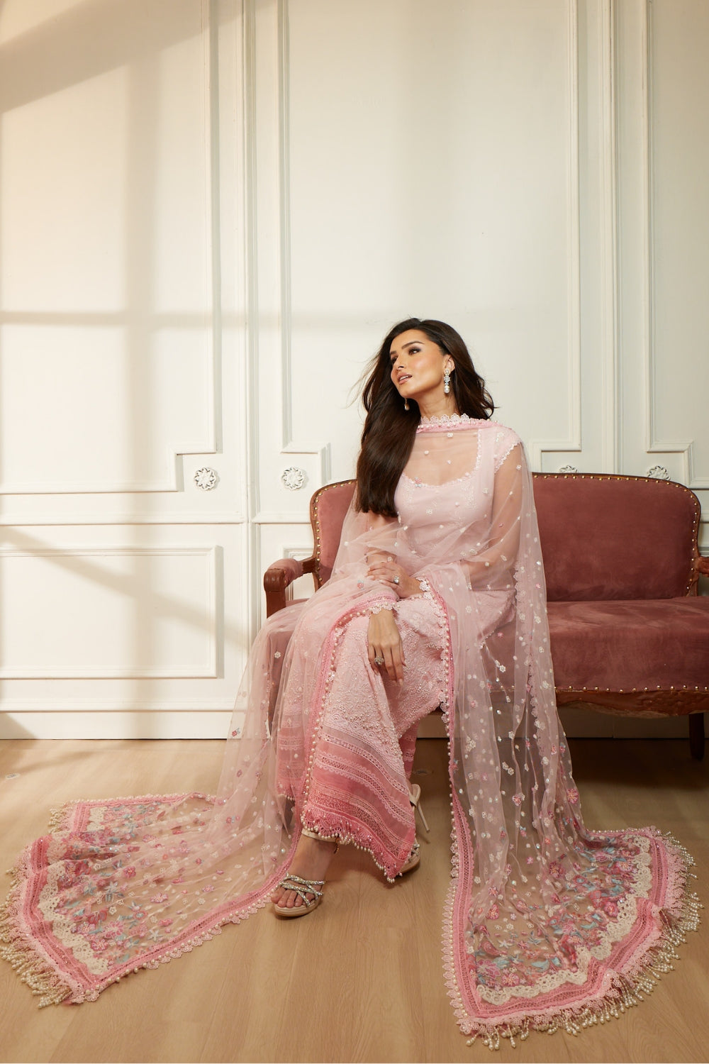 Sobia Nazir 3 Piece Custom Stitched Suit - Pink - LB31227