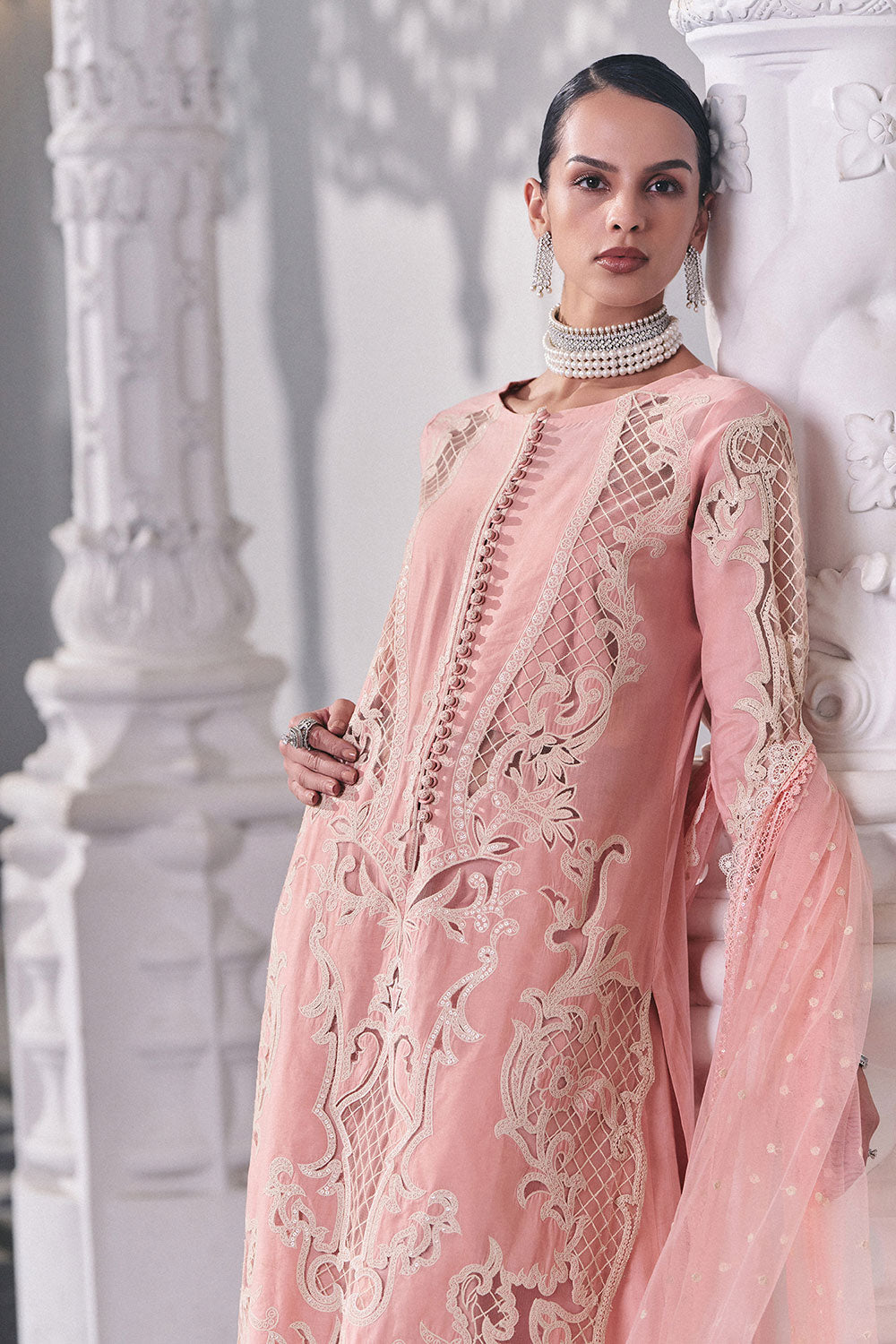 Sobia Nazir 3 Piece Custom Stitched Suit - Pink - LB31233