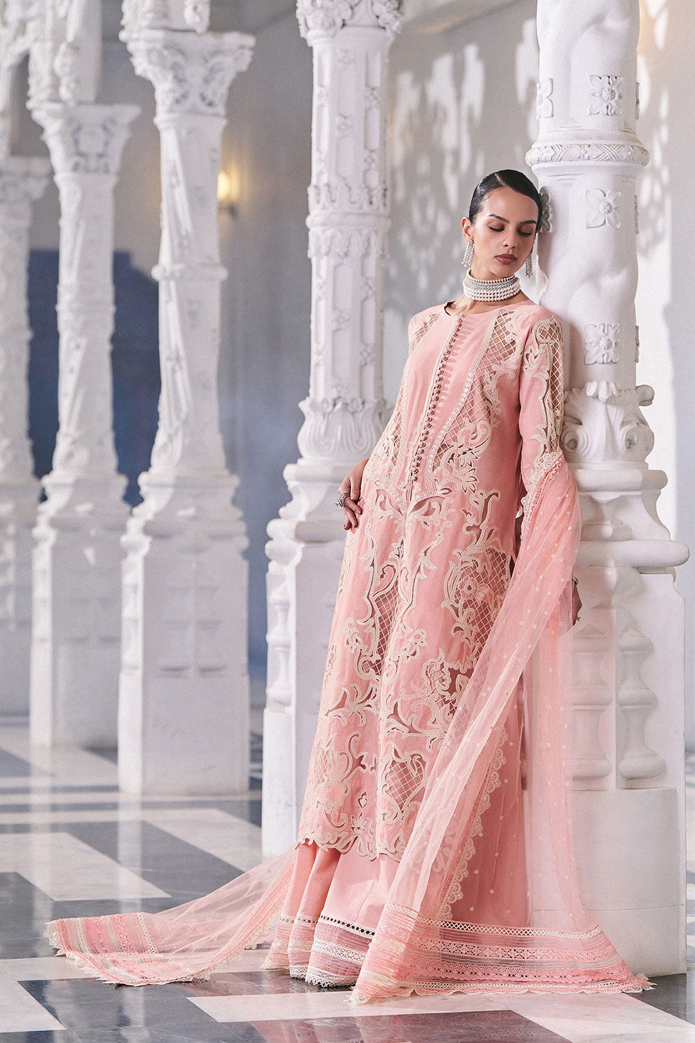 Sobia Nazir 3 Piece Custom Stitched Suit - Pink - LB31233