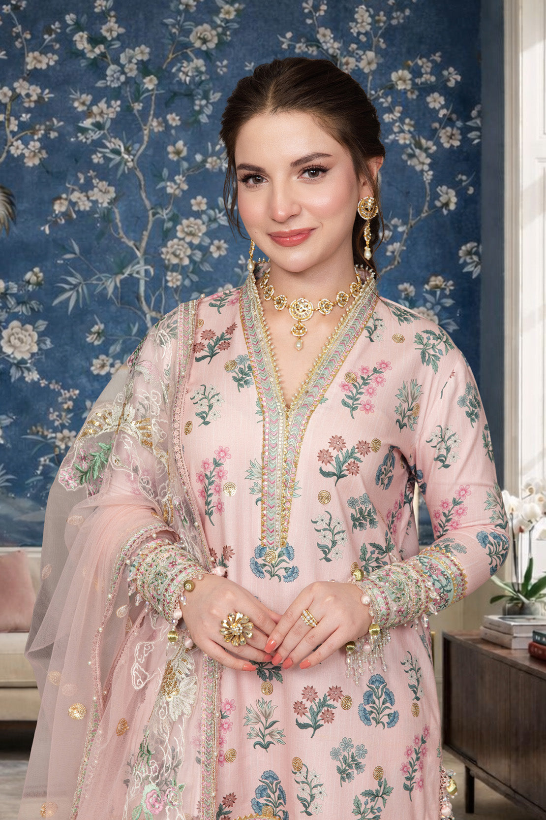 So Kamal 3 Piece Custom Stitched Suit - Pink - LB31563