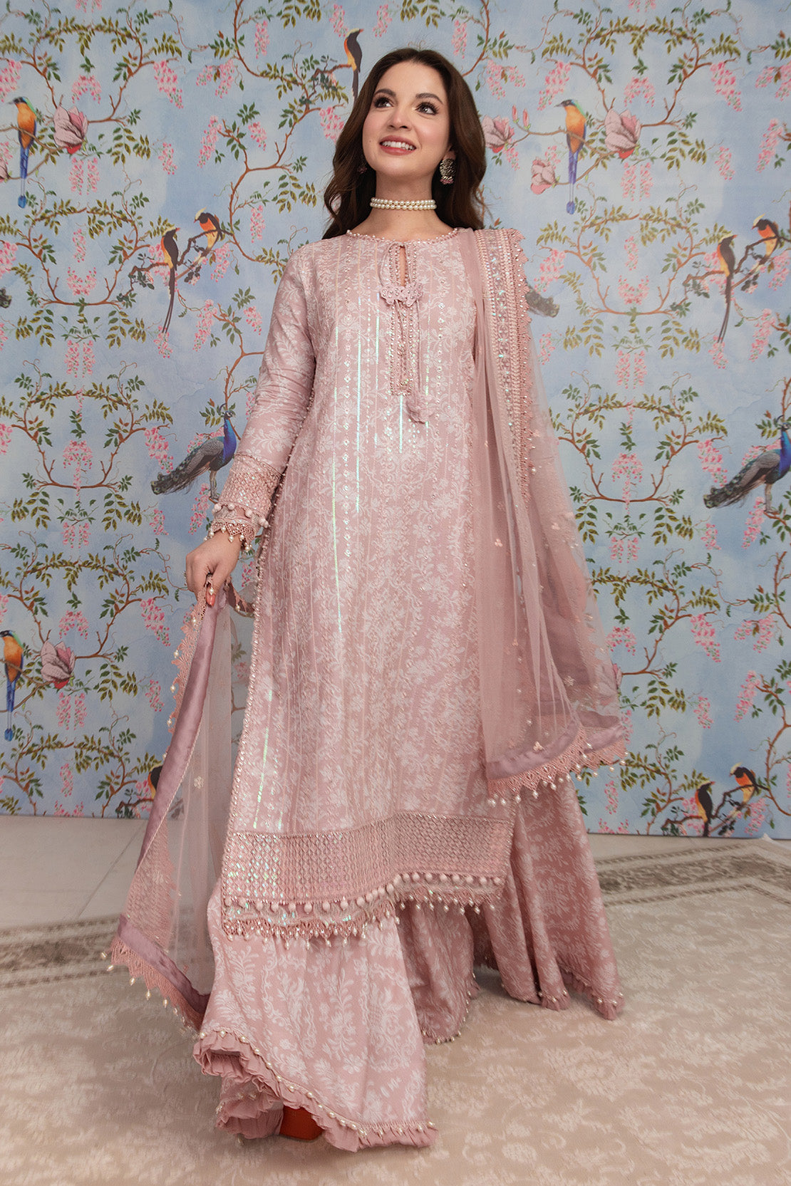 So Kamal 3 Piece Custom Stitched Suit - Pink - LB31565