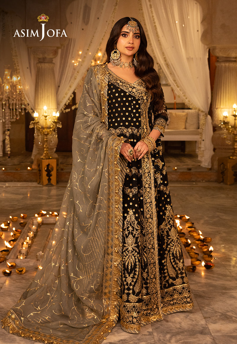 Asim Jofa 3 Piece Custom Stitched Suit - Black - LB285489