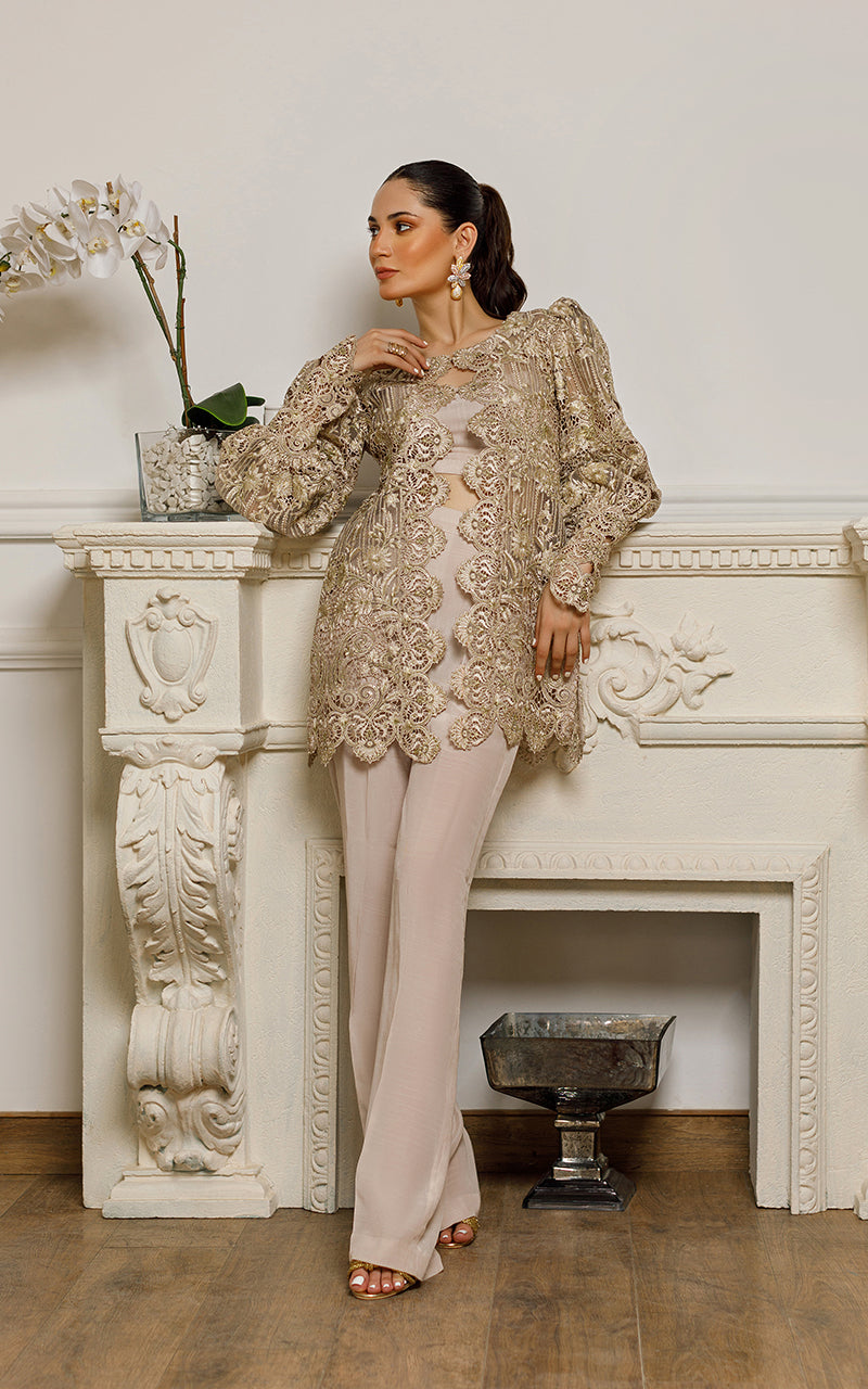 Threads & Motifs 2 Piece Custom Stitched Suit - Beige - LB285207