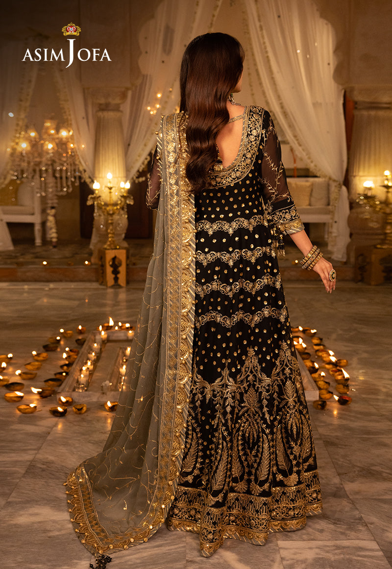 Asim Jofa 3 Piece Custom Stitched Suit - Black - LB285489