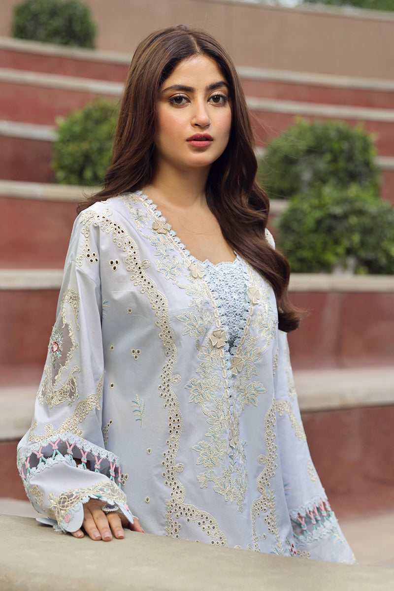 Qalamkar 3 Piece Custom Stitched Suit - Blue - LB286729