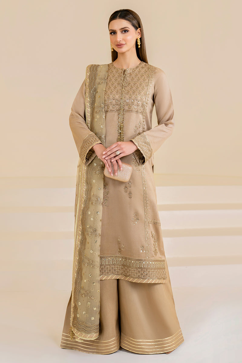 Jazmin 3 Piece Custom Stitched Suit - Beige - LB287450