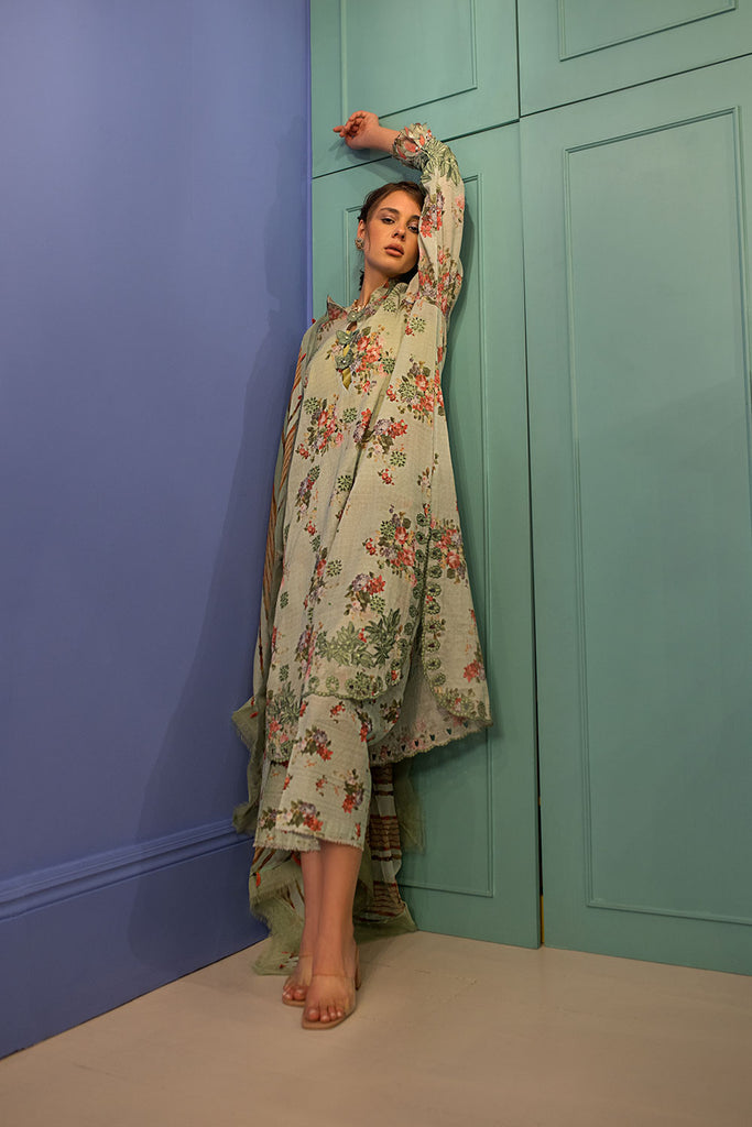 Sobia Nazir 3 Piece Custom Stitched Suit - Green - LB285776