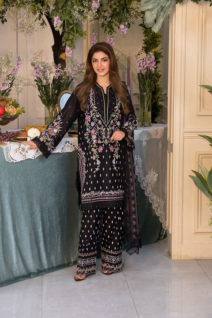 Sobia Nazir 3 Piece Custom Stitched Suit - Black - LB29784