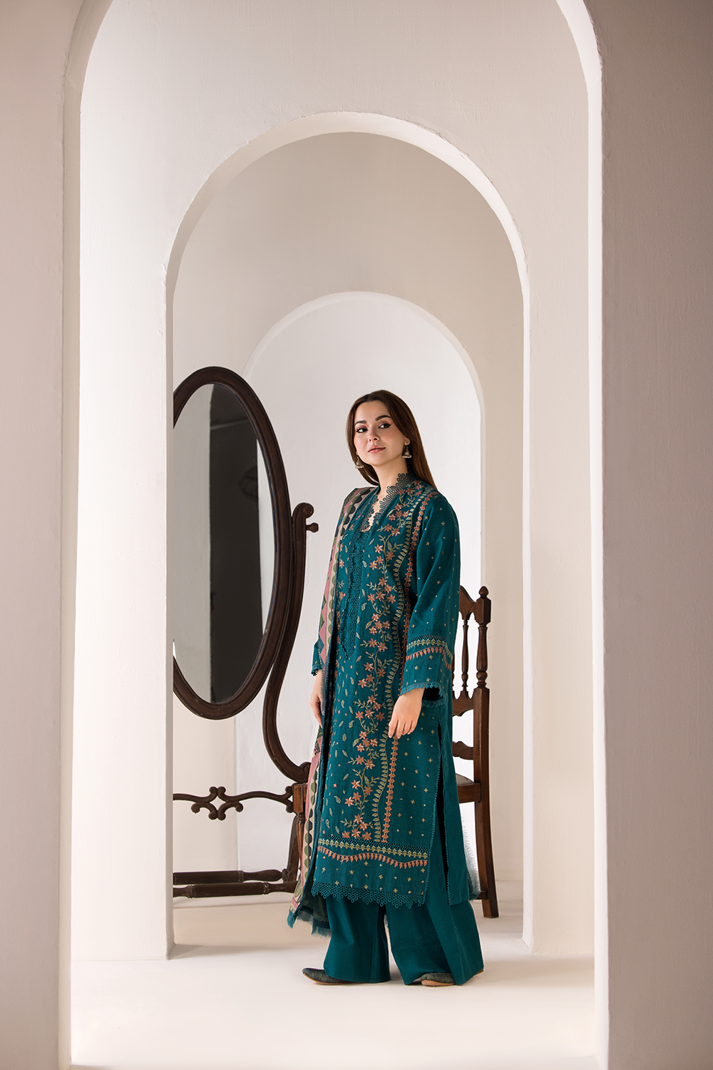 Libasco Sobia Nazir 3 Piece Custom Stitched Suit - Blue - LB288910