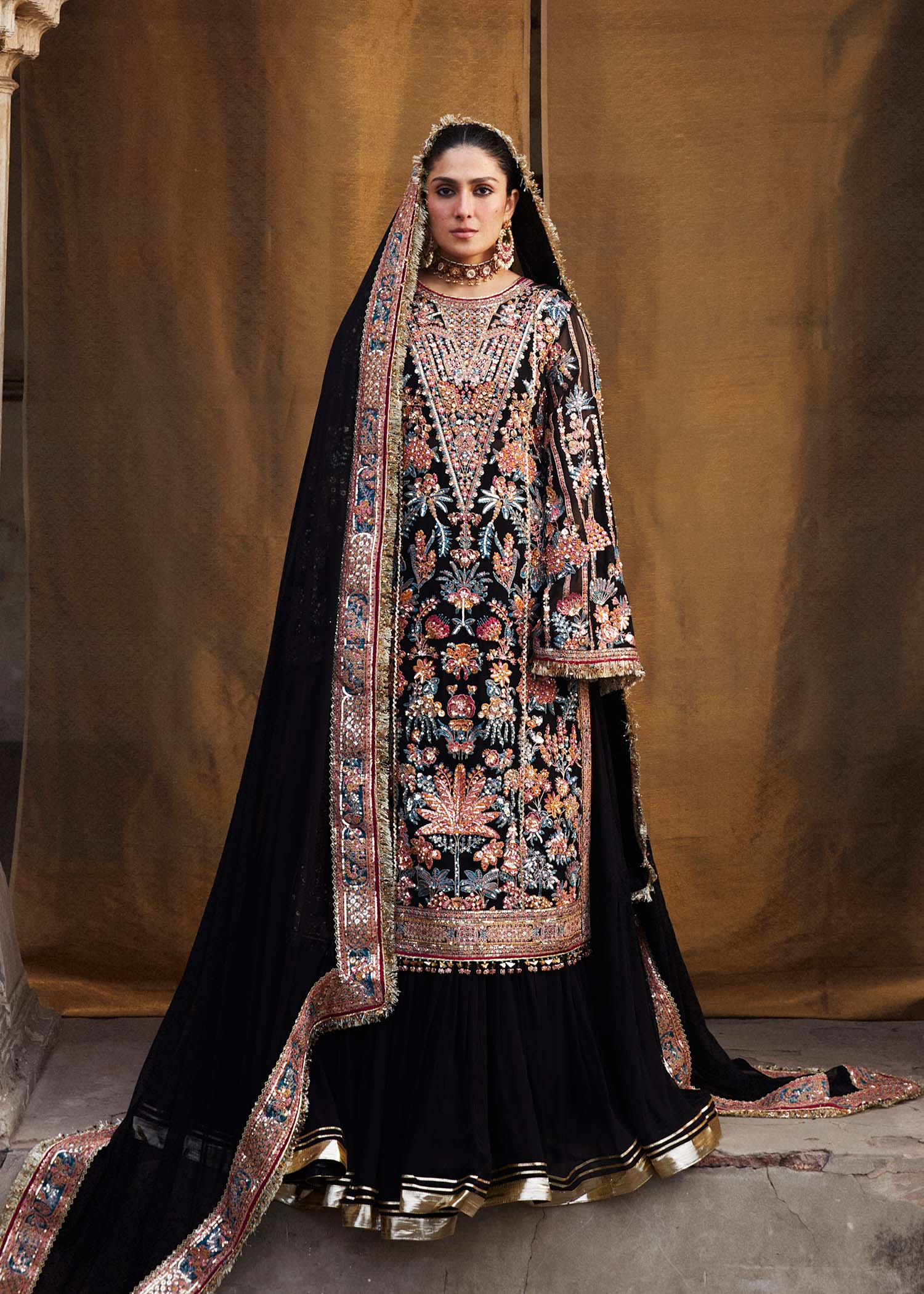 Hussain Rehar 3 Piece Custom Stitched Suit - Black - LB286449