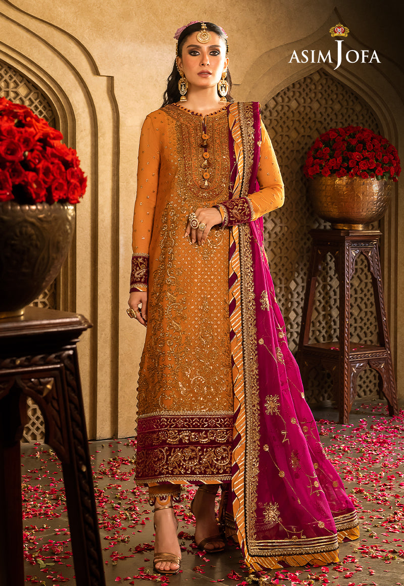 Asim Jofa 3 Piece Custom Stitched Suit - Yellow - LB285006