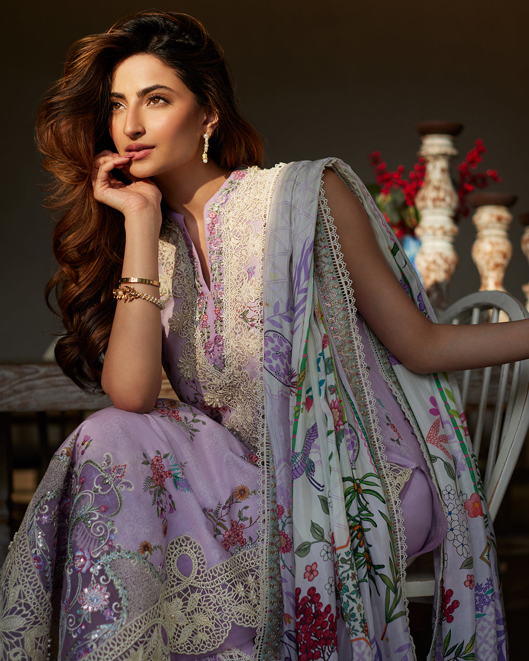 Faiza Saqlain 3 Piece Custom Stitched Suit - Purple - LB286674