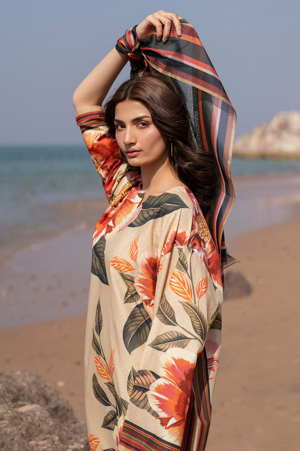 Jazmin 3 Piece Custom Stitched Suit - Beige - LB30343