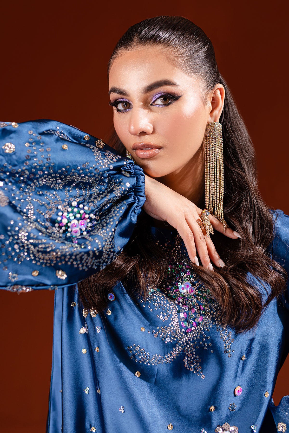 Nureh 3 Piece Pret Suit - Blue - LB31610