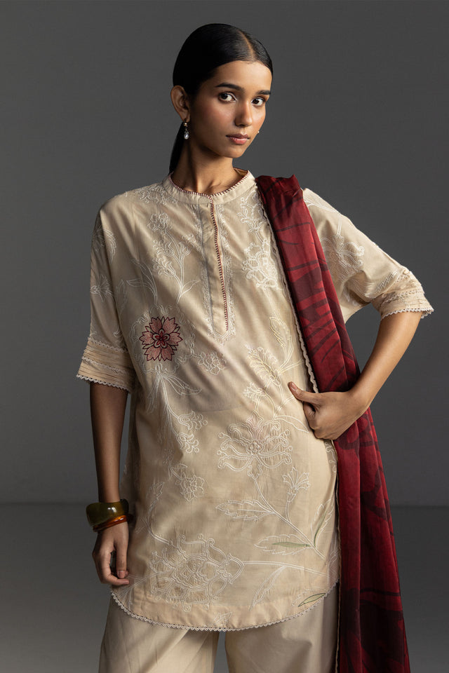 Zara Shahjahan 3 Piece Custom Stitched Suit - Beige - LB31167