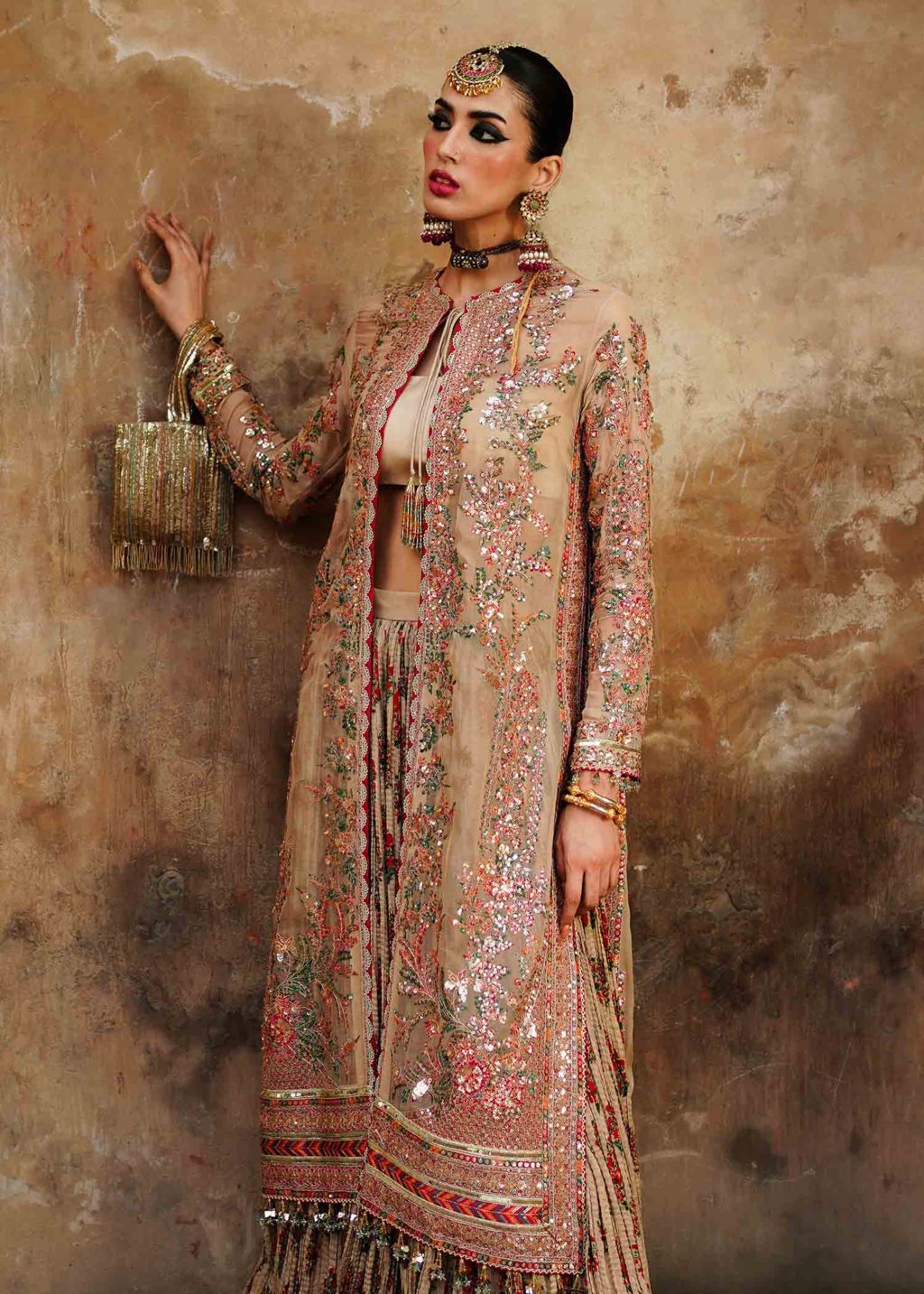 Hussain Rehar 3 Piece Custom Stitched Suit - Beige - LB284889