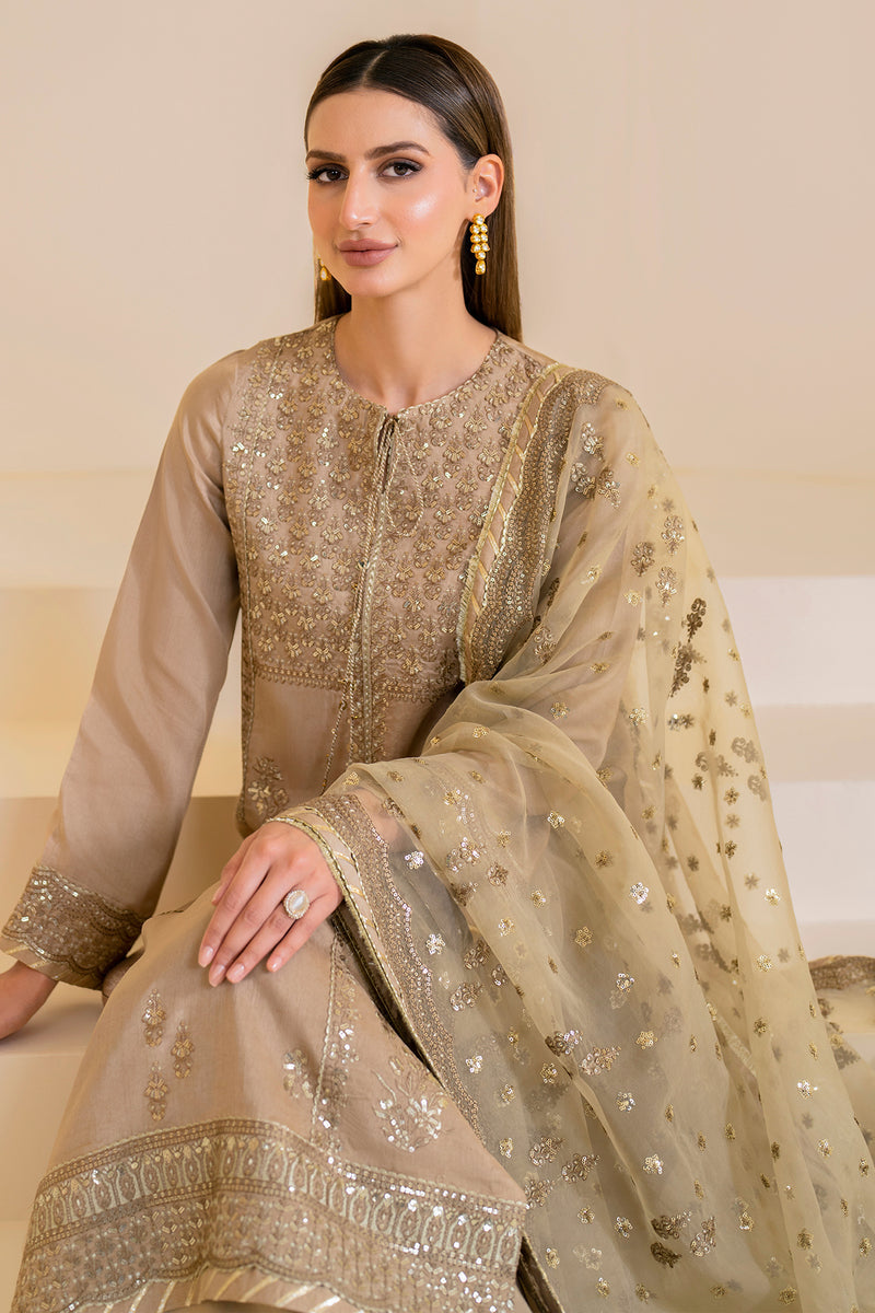 Jazmin 3 Piece Custom Stitched Suit - Beige - LB287450