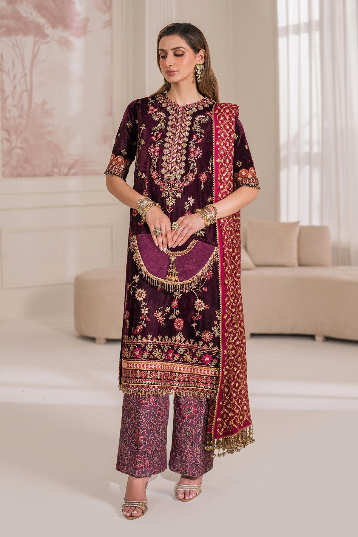 Libasco Baroque 3 Piece Custom Stitched Suit - Purple - LB288277