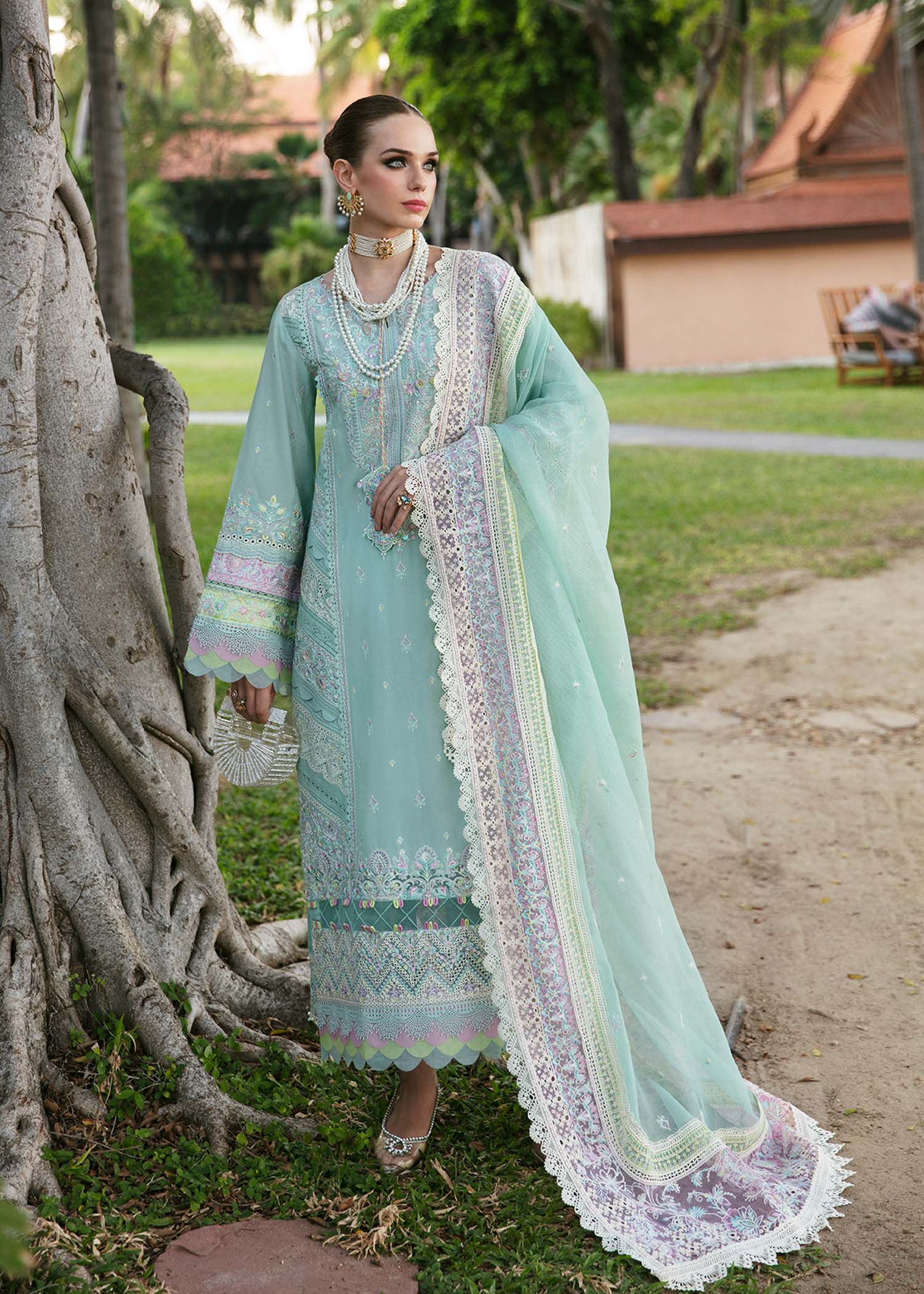 Kanwal Malik 3 Piece Custom Stitched Suit - Green - LB286484