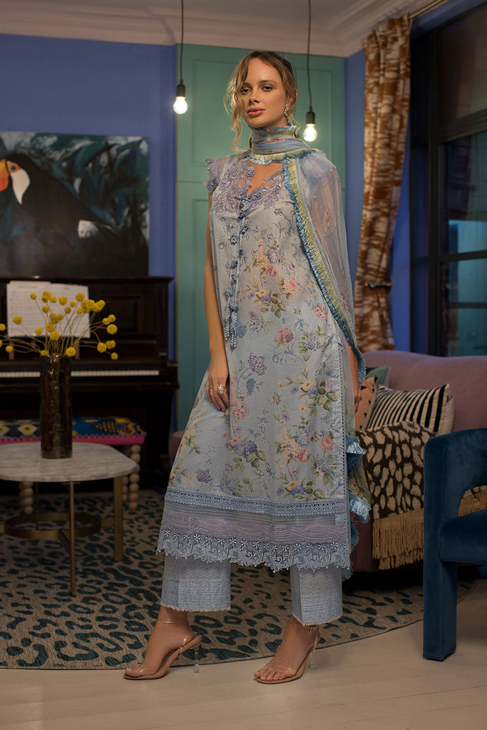 Sobia Nazir 3 Piece Custom Stitched Suit - Gray - LB285789