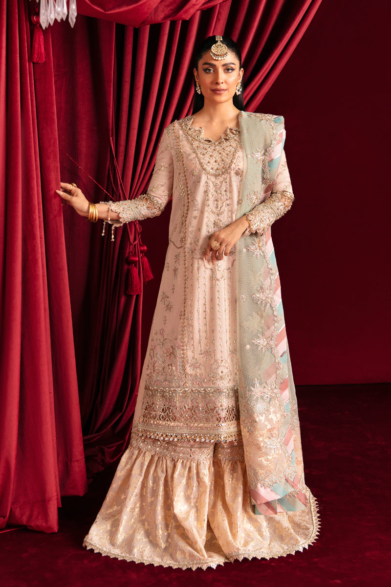 Qalamkar 3 Piece Custom Stitched Suit - Beige - LB28027