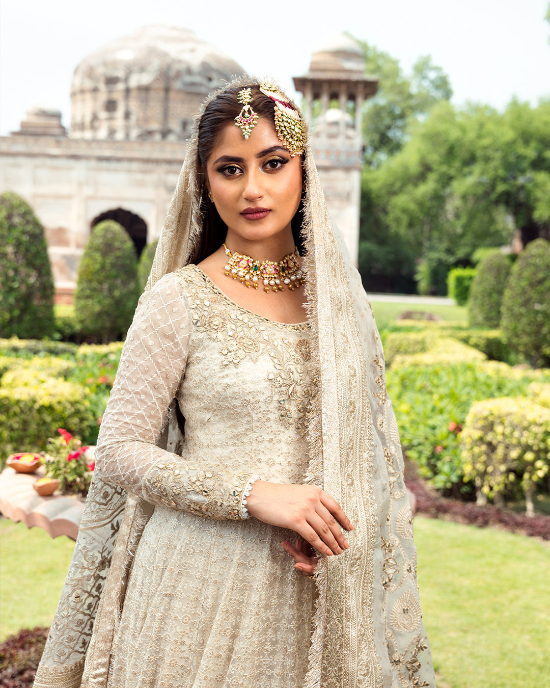 Faiza Saqlain 3 Piece Custom Stitched Suit - Off-White - LB27886