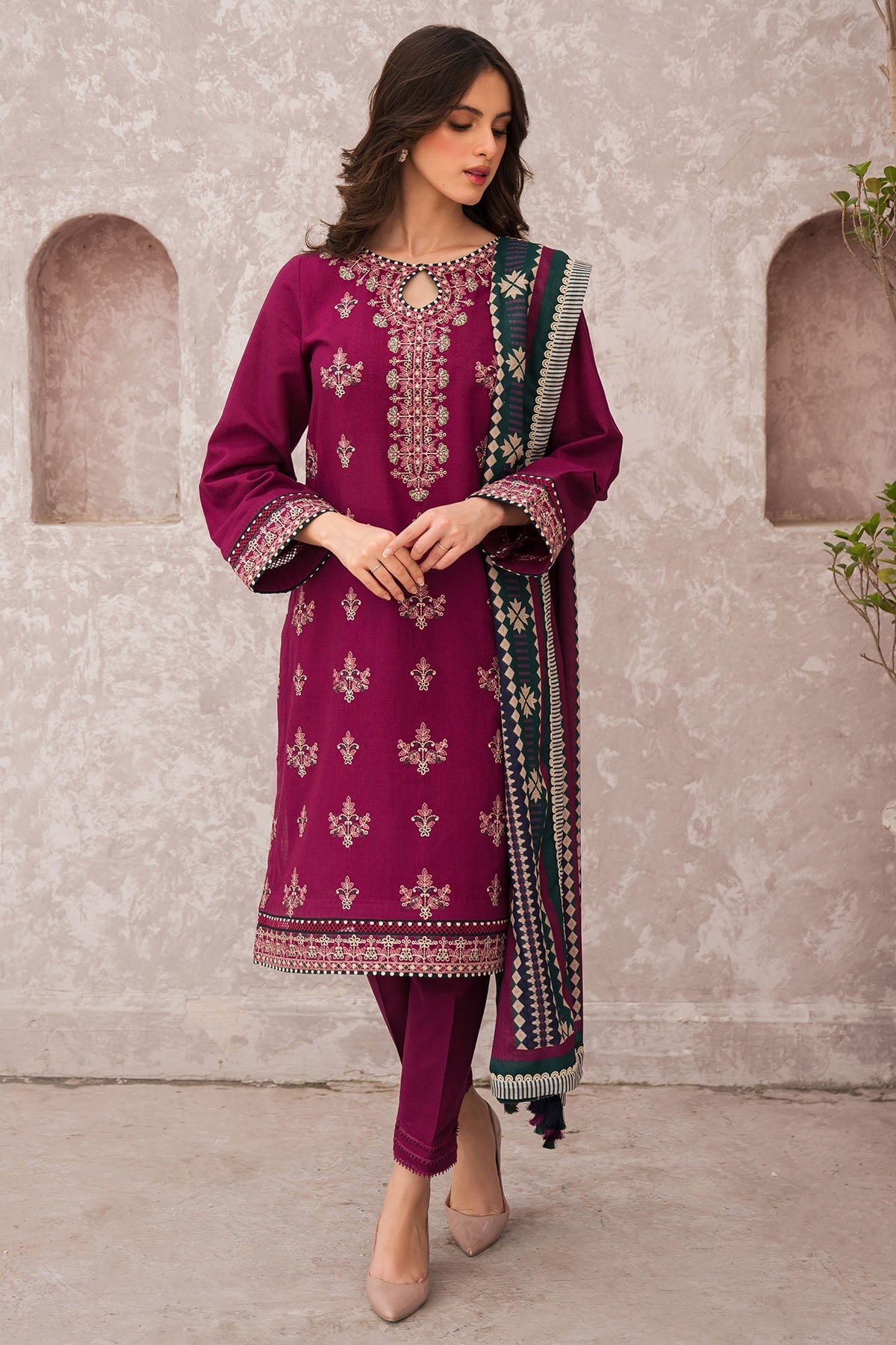 Jazmin 3 Piece Custom Stitched Suit - Purple - LB284896